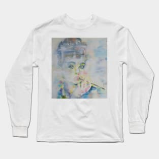 AUDREY HEPBURN watercolor and acrylic portrait Long Sleeve T-Shirt